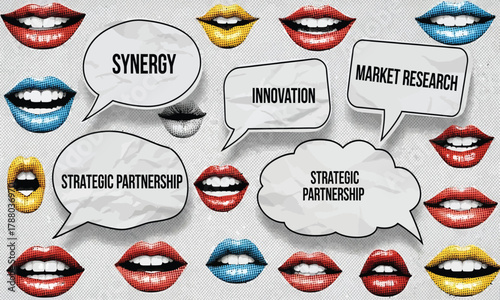 Business communication and strategic partnerships, innovation, and market research concepts