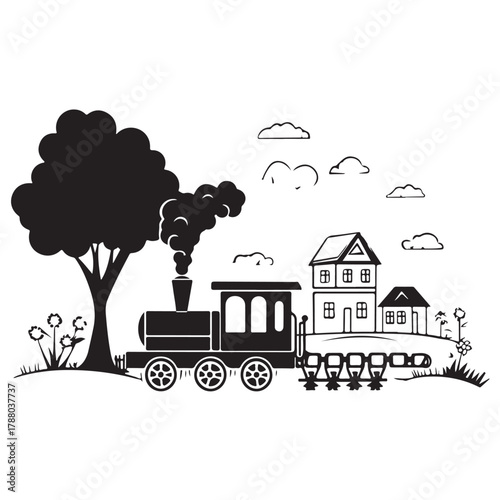 Rural Retreat Logo and Iconic Village Charming Village Scenes Vector and Graphic Design 