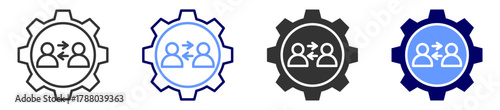 transferring employees icon set multiple style