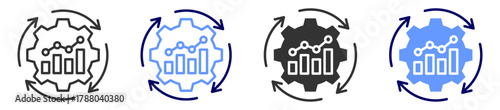business process improvement icon set multiple style