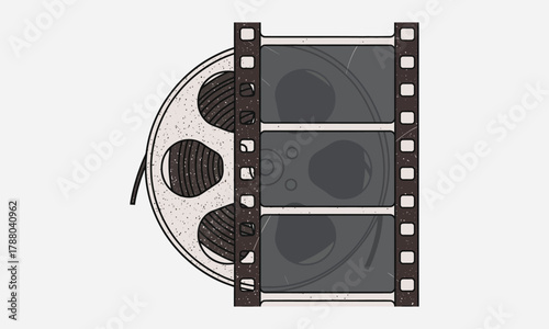 Vintage Film Reel Icon - Retro Cinema and Movie Making Symbol