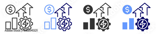 high energy costs icon set multiple style