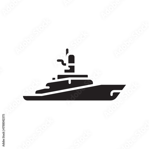 warship black line icon. Vector isolated element