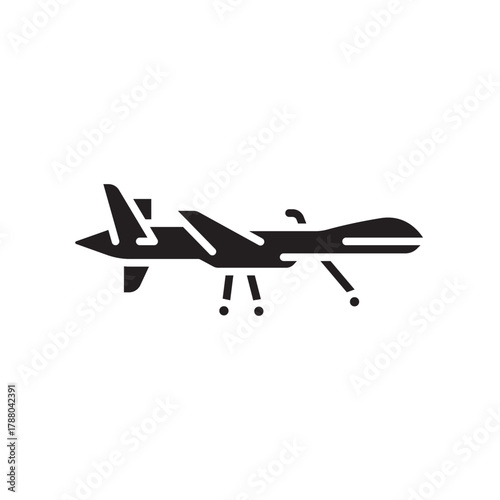 unmanned aerial vehicle black line icon. Vector isolated element