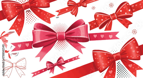 Festive Red Bows and Ribbons Collection for Holiday Designs