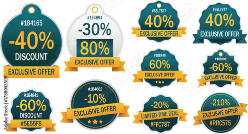 Exclusive offer and sales  stickers collection. perfect for advertising and marketing special offers. Price sticker icons, vintage sunburst circle labels
