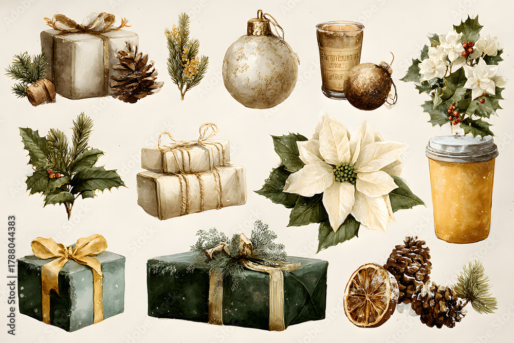 Obraz premium Set of elements for Christmas design