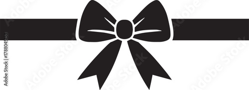 Black ribbon bow isolated on white background