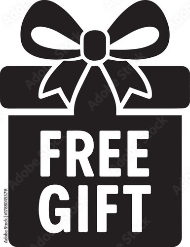 Free Gift box icon with bow on black background
