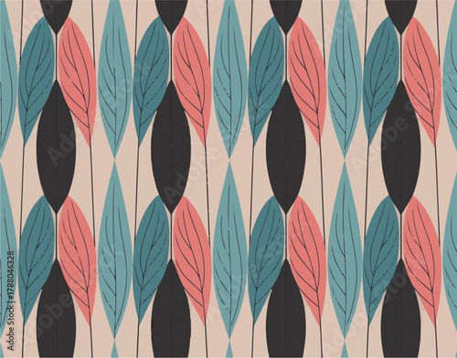 Mid Century Modern Leaf Pattern Seamless Repeating Background Keywords: mid century modern, pattern, seamless