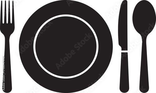 PrinDining Utensils and Dish Vector Icont