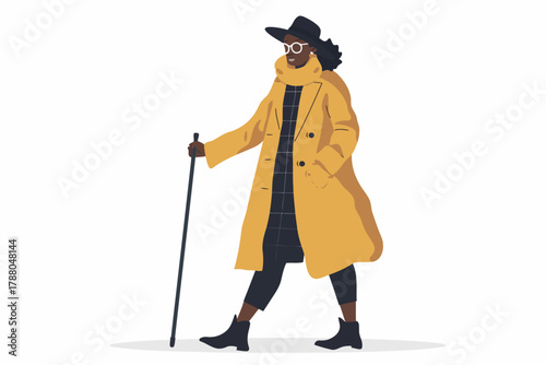 black woman with cane white isolated