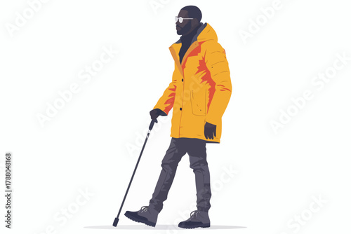 black man with cane elderly isolated