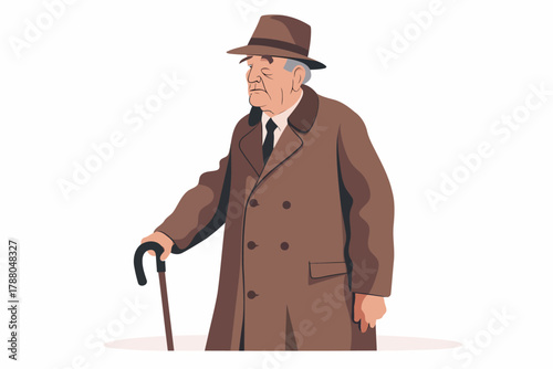 man with cane happiness isolated