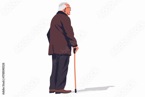 old man with cane background isolated