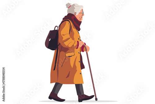 old woman with cane retirement isolated