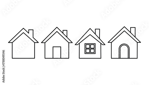 Simple house icons in a row, perfect for real estate and design projects vector illustration