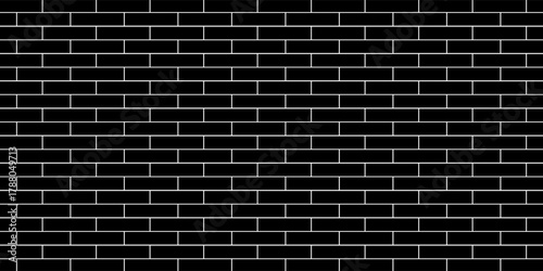 black brick wall texture, seamless cladding pattern for interior decoration, kitchen backsplash, plastic panel, building outdoor design. Abstract minimal background, vector eps 10