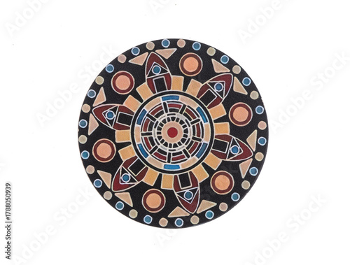 Decorative circle with abstract ornamental pattern isolated on white background