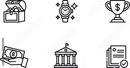 Set of business and finance line icons
