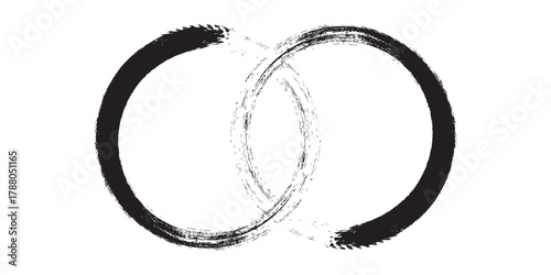 hand-drawn enso circle brush stroke infinity symbol zen art textured abstract spiritual balance vector design.