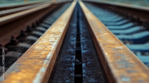 Rusty Railroad Track Perspective: Captivating Visuals of Railway Infrastructure Decay and
