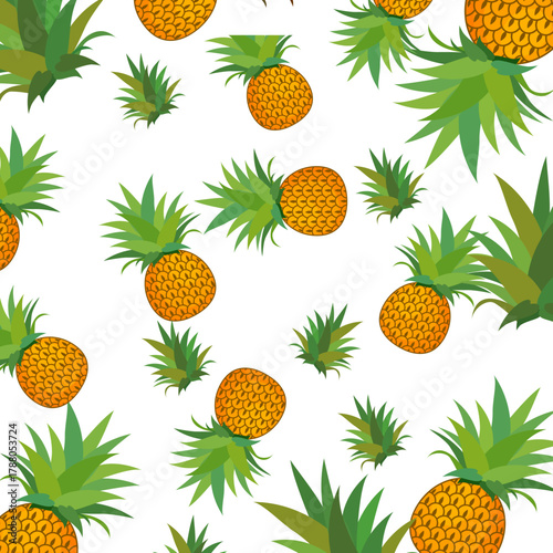 
resh pineapple fruit pattern background, summer pineapple fruit theme. Summer design for holiday promotion and printed on clothing.