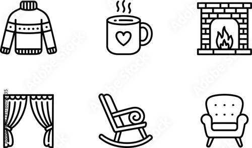 Cozy winter home icons