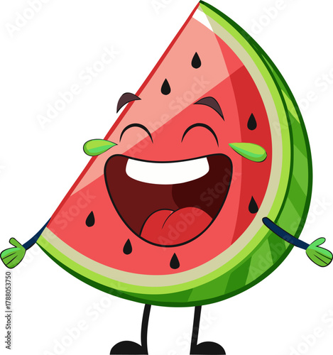 watermelon cartoon character , Watermelon laughing loudly