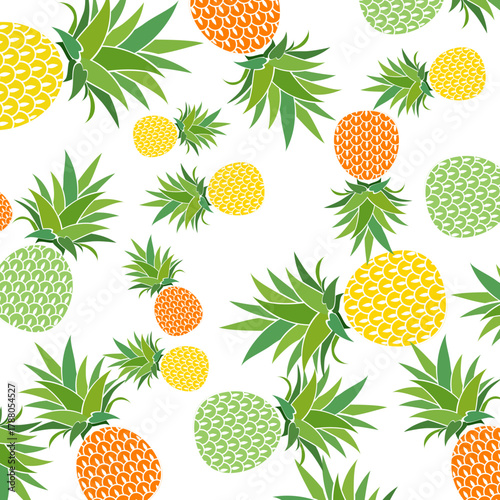 Fresh pineapple fruit pattern background, summer pineapple fruit theme. Summer design for holiday promotion and printed on clothing.