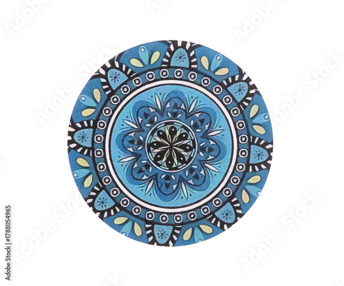 Decorative circle with abstract ornamental pattern isolated on white background