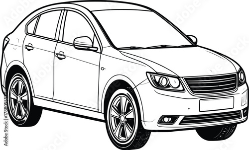 Modern SUV Car Line Art Illustration 