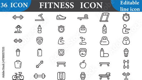 Fitness icon set for web and mobile app