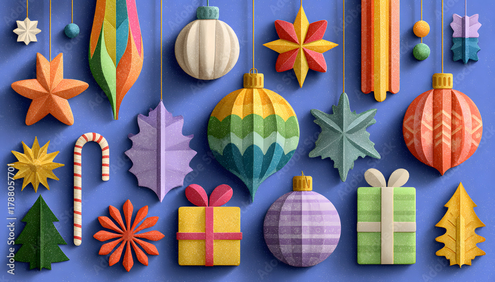 Obraz premium Christmas elements set. Colorful vector holiday items. Christmas illustration.