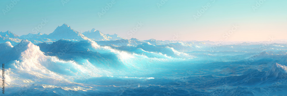 Obraz premium Majestic Ocean Waves at Sunrise 