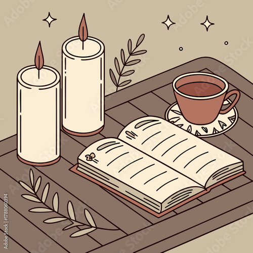 Cozy Winter Still Life with Candles