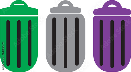 Trash icon in line design. editable stroke icon.  recycle, delete, remove, icon, symbol, set, collection, closed, open, lid, handle, design, graphic, clean, disposal, rubbish, refuse, sanitary, hygien