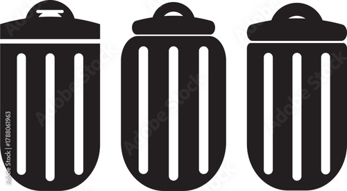 Trash icon in line design. editable stroke icon.  recycle, delete, remove, icon, symbol, set, collection, closed, open, lid, handle, design, graphic, clean, disposal, rubbish, refuse, sanitary, hygien