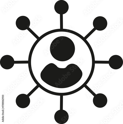 Leadership icon, Human organization leader teamwork structure hierarchy. Mentorship, coaching, charisma, head, lead, chairman, manager , Black color