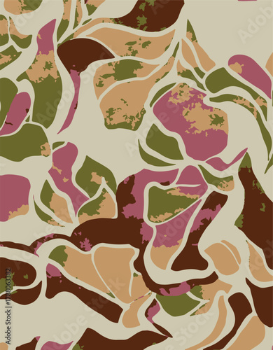 Big flowers pattern, upscale floral pattern. graphical textures floral, trendy colors pattern , flowers background with leaves. vector illustration.
