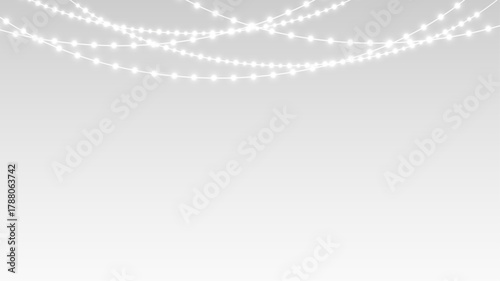 Garland christmas glowing festive decoration ribbons for border celebration background.
