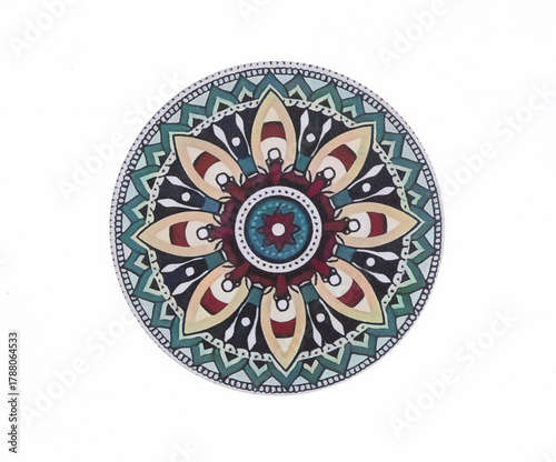 Decorative circle with abstract ornamental pattern isolated on white background