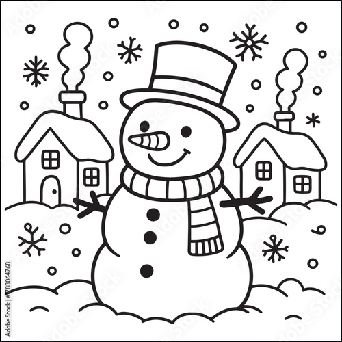 Winter & christmas black and white coloring pages for adults and teens 