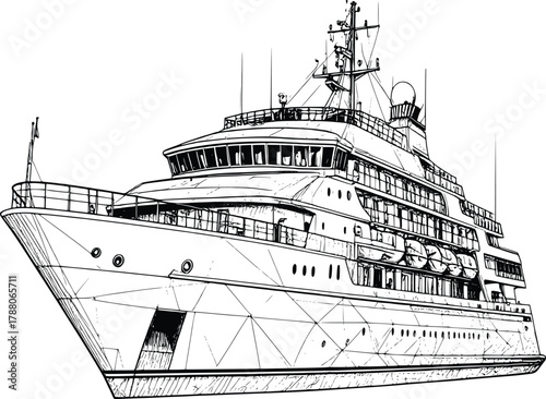 Vintage Style Luxury Boat Illustration