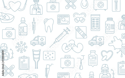 Seamless pattern with medical equipment