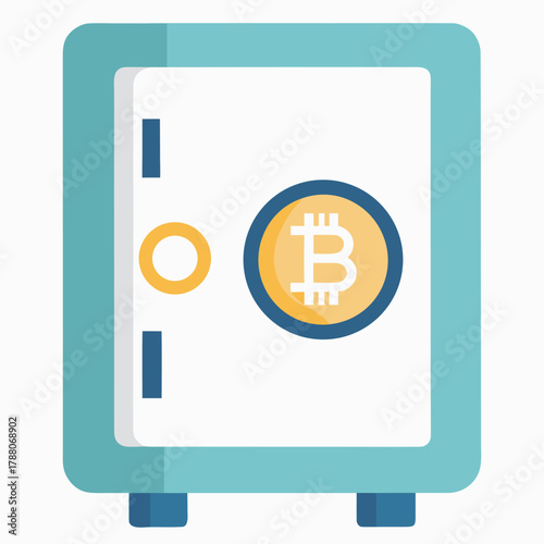 A secure safe with a bitcoin symbol on the door, ensuring the safety of digital currency isolated on white background