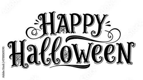 Happy halloween text banner vector illustration