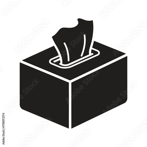 Box of tissues icon representing a paper napkin for a hygiene and a personal cleaning for a cold and a flu