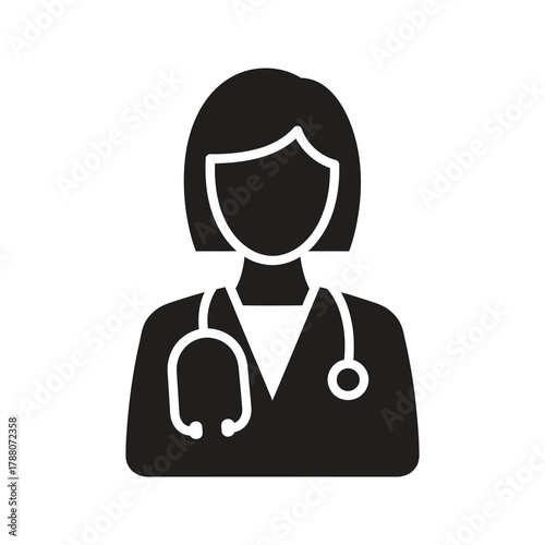 Female doctor with a stethoscope icon representing a medical professional and a healthcare expert for a patient consultation and a diagnosis