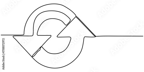 refresh continuous one line drawing, pointing design outline vector illustration, isolated on whit background. 